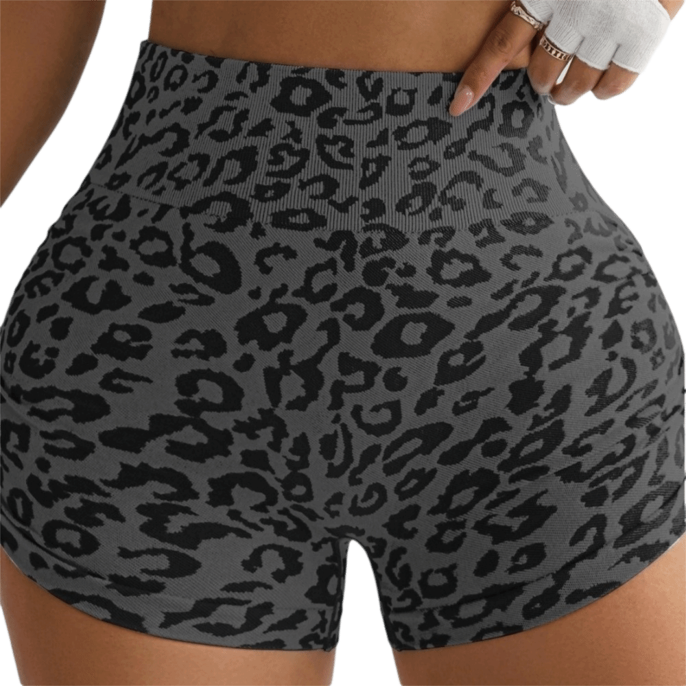Pilates Yoga Oxford - Shorts décontractés léopard taille haute, moulants,