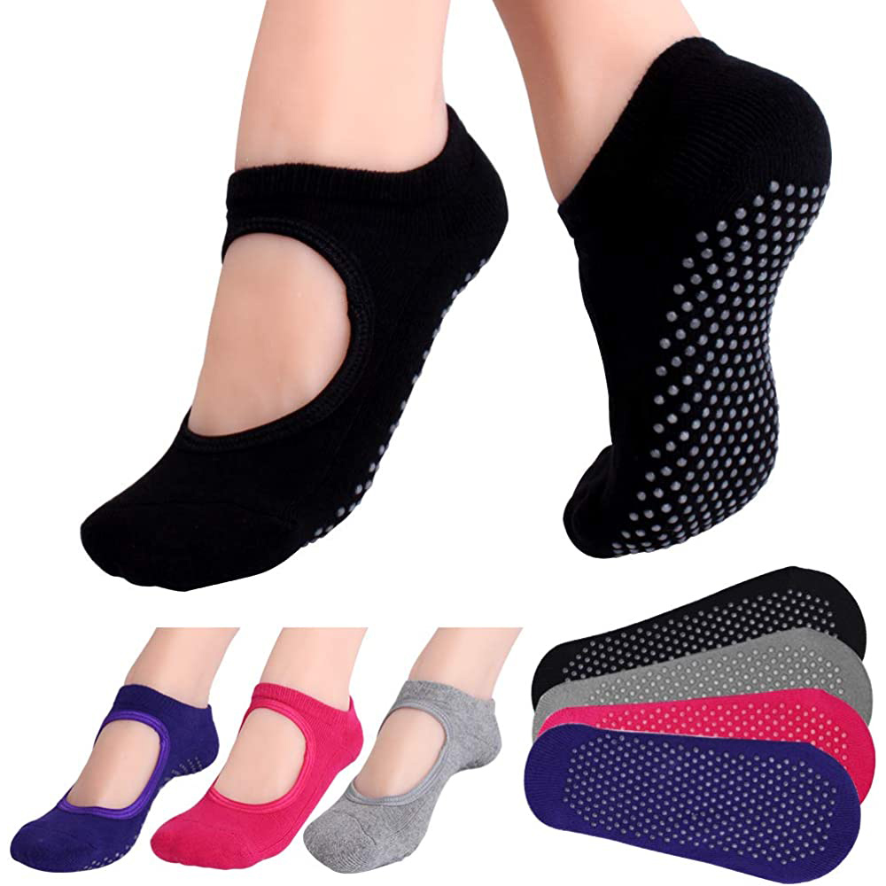 Pilates Yoga And Gym - Chaussettes de Pilates antidérapantes, dos nu,