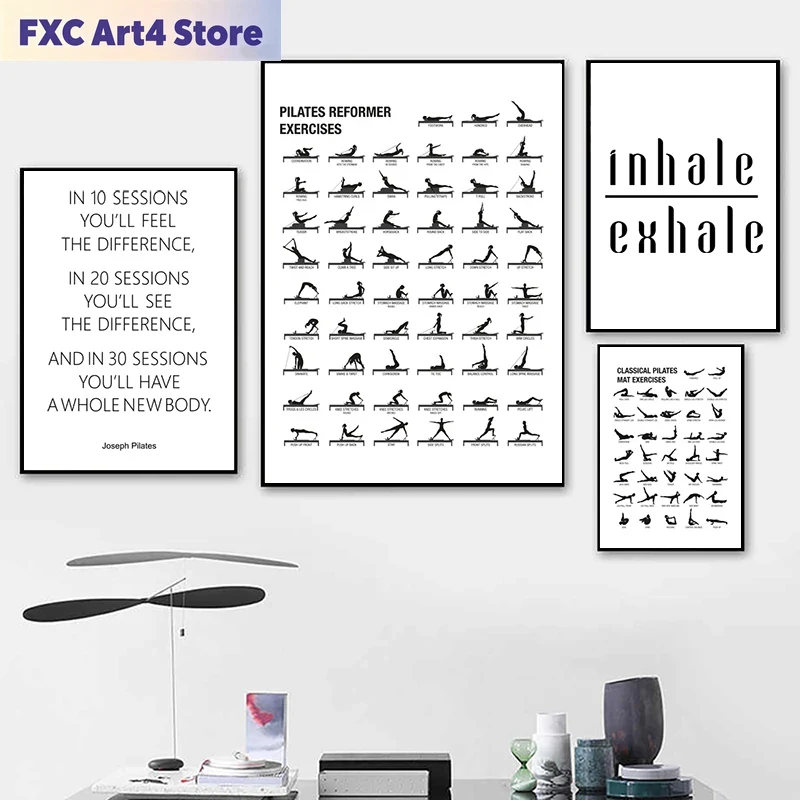 Pilates Yoga And Gym - Affiche de tableau d'entraînement Pilates sans